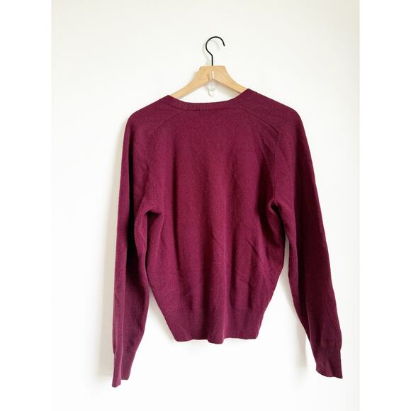 NWOT Ann Taylor 100% Cashmere V-Neck Sweater Burgundy Red Large - Picture 4 of 4